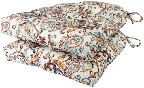 Arlee Paisley Pad Memory Foam Seat Cushion, Full-Length Ties for Non-Slip Support, 16" x 16", Set of 2 - Appear New - Lot 650