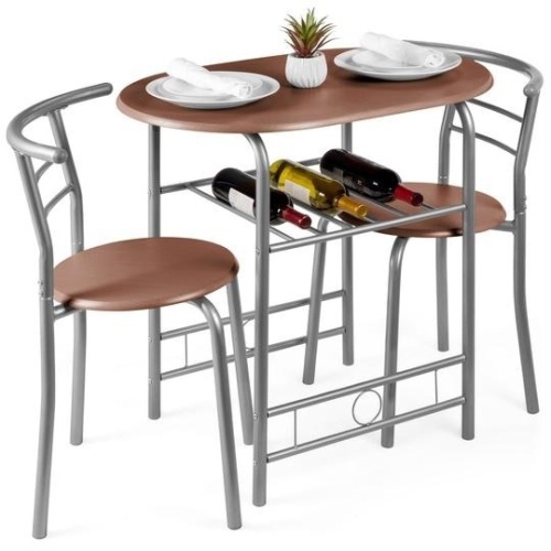 3-Piece Wooden Table & Chairs Dining Set w/ Lower Storage Shelf. Appears New - Lot 727