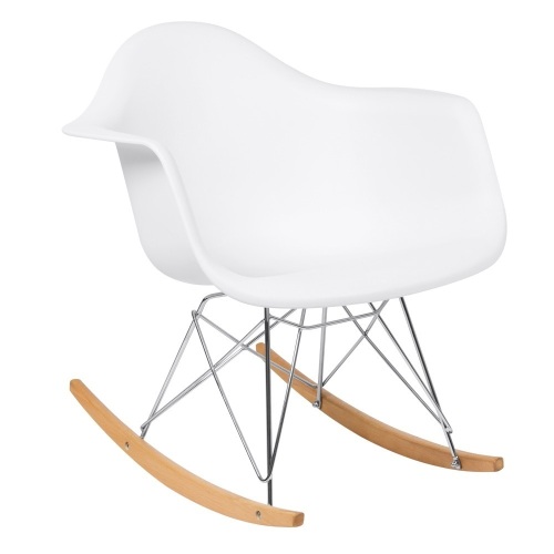 Mid-Century Modern Accent Rocking Arm Chair Home Furniture - White. Appears New - Lot 737