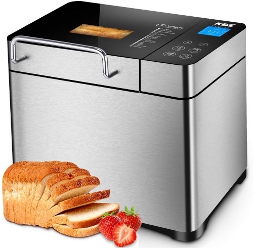 KBS Pro Stainless Steel Bread Machine, 2LB 17-in-1 Programmable XL Bread Maker with Fruit Nut Dispenser. NEW. $129.99 Retail Value! - Lot 767
