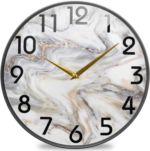 3D Marble Stone Print Round Wall Clock, 12 Inch. Appears New - Lot 846