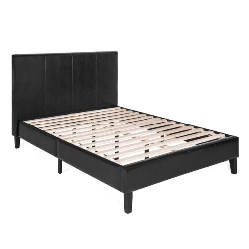 Modern Faux Leather Platform Bed Frame w/ Wooden Slats, Queen. Appears New - Lot 852
