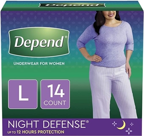 Case of Depend Night Defense Incontinence Overnight Underwear for Women, L, 4 Packs of 14 - New - Lot 854
