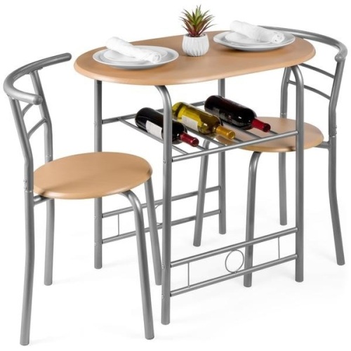 3-Piece Wooden Table & Chairs Dining Set w/ Lower Storage Shelf. Appears New - Lot 856