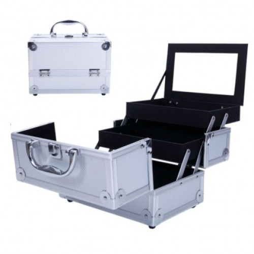 Aluminum Makeup Train Case Travel Cosmetic Organizer Jewelry Box - New - Lot 865