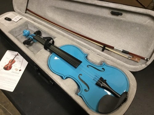 Light Blue Violin in Case, Details Unknown - E-Comm Return, Appears New  - Lot 867