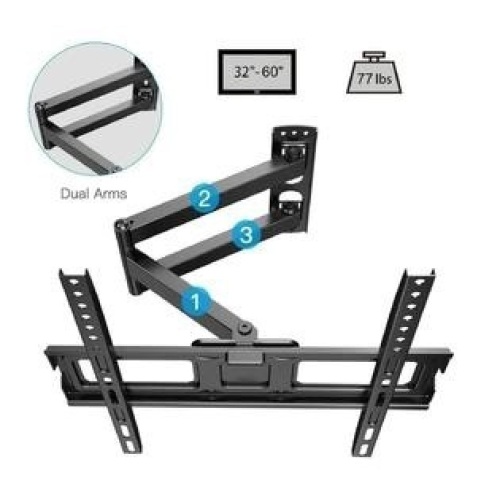Leadzm Full Motion TV Wall Mount Bracket Fits 32" 37" 42" 43" 46" 50" 55" 60" inch LCD LED OLED TVs - Appears New  - Lot 879
