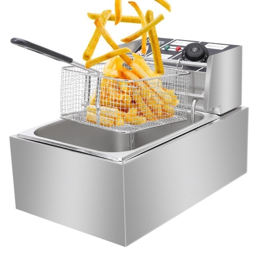 ZOKOP EH81 2500W MAX 110V 6.3QT/6L Stainless Steel Single Cylinder Electric Fryer - Appears New  - Lot 916