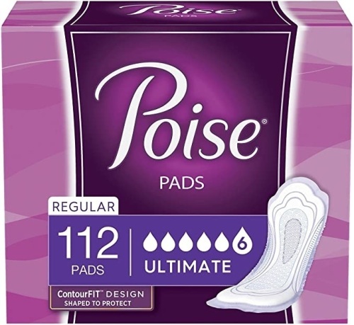 Poise Incontinence Pads for Women, Ultimate Absorbency, Regular Length, 112 Count - New - Lot 935