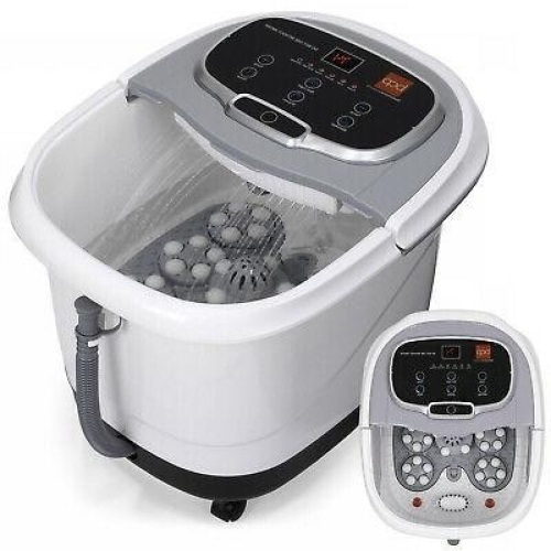 Automatic Heated Shiatsu Massage Foot Bath Spa w/ Pumice Stone, Gray/White. NEW - Lot 951