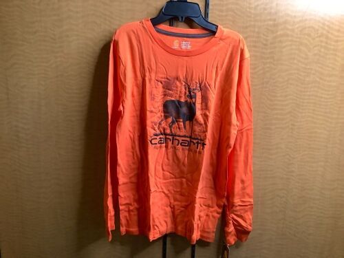 Lot of (2) Carhartt Blaze Orange Shirt, Large, Appears New - Lot 70
