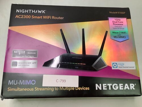 NightHawk AC2300 Smart WiFi Router, Netgear, Appears New - Lot 179