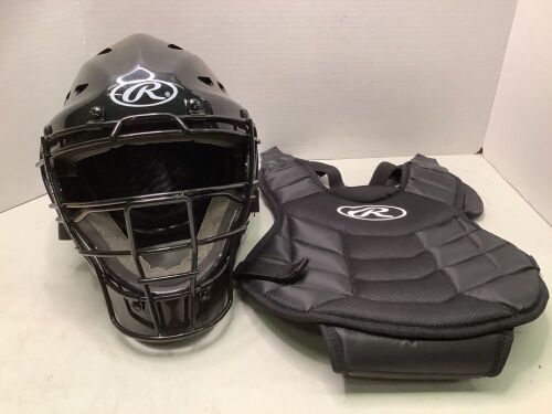 Rawlings 10" Chest Protector, 6 1/2-7 Catchers Helmet, Appears New - Lot 554
