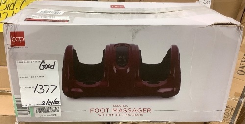 Therapeutic Foot Massager w/ High Intensity Rollers, Remote, 3 Modes - Lot 1377