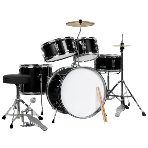 Kids Beginner All Wood Acoustic Drum Kit Starter Set w/ Stool, Drumsticks - Lot 1382