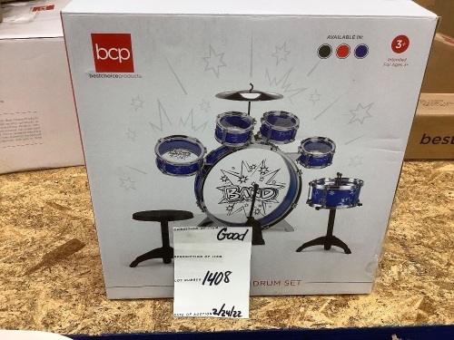 11-Piece Kids Beginner Drum Percussion Musical Instrument Toy Set - Lot 1408
