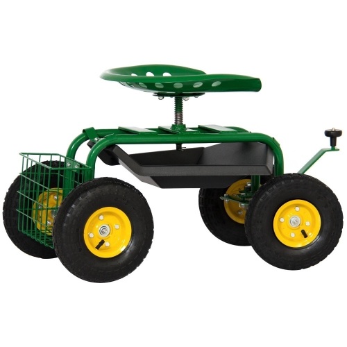 Garden Cart Mobile Rolling Work Seat w/ Tool Tray - Lot 1440
