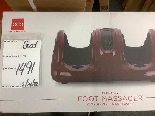 Therapeutic Foot Massager w/ High Intensity Rollers, Remote, 3 M - Lot 1491
