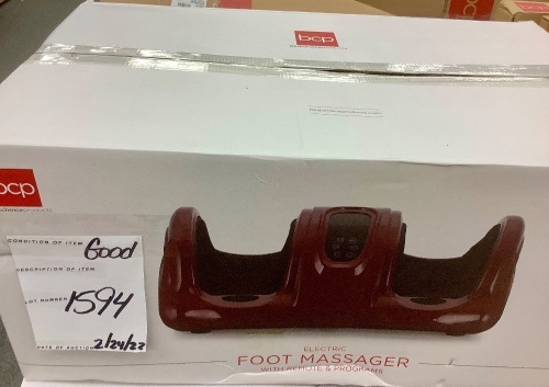 Therapeutic Foot Massager w/ High Intensity Rollers, Remote, 3 Modes - Lot 1594