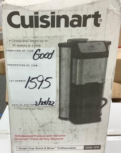 Cuisinart Single Cup Grind & Brew Coffee Maker - Lot 1595
