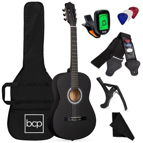 Beginner Acoustic Guitar Set w/ Case, Strap, Digital Tuner, Strings - 38in - Lot 2088