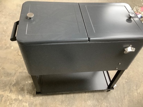 Portable Rolling Cooler Cart w/ Bottle Opener, Catch Tray - 80qt - Lot 2110