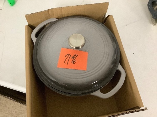 6qt Non-Stick Enamel Cast-Iron Dutch Oven Kitchen Cookware w/ Side Handles - Lot 2196