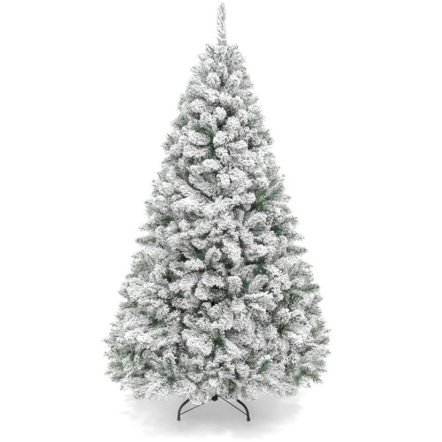 Premium Snow Flocked Artificial Pine Christmas Tree w/ Foldable Metal Base - 7.5ft - Lot 2201