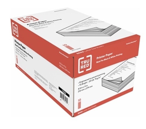 TRU RED™ 8.5" x 11" Copy Paper, 10 Reams 5000 Sheets, Appears New,  - Lot 16
