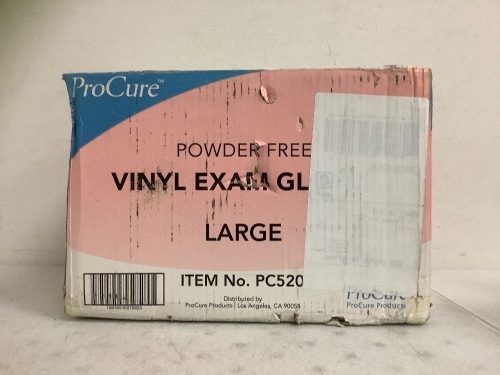 Box of 10 Boxes of Powder Free Vinyl Exam Gloves, L, Appears new - Lot 89