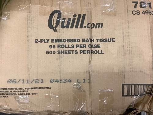 Quill Bath Tissue Box of 96, Appears New/Damaged Box - Lot 94