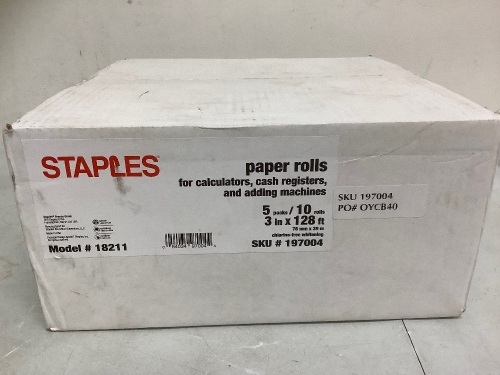 Box of Staples Paper Rolls, Appears New - Lot 464