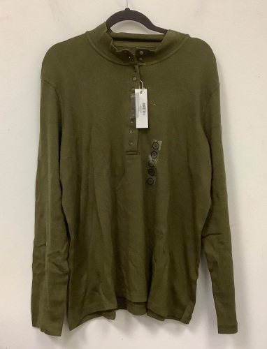 Natural Reflections 10-Button Mock Turtleneck Long-Sleeve Shirt for Ladies, Appears New, 1X - Lot 588