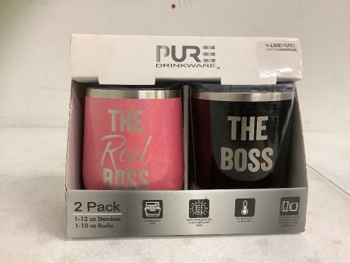 Pure Stemless Drinkware Set, One is Missing Lid Slider, E-Commerce Return - Lot 636