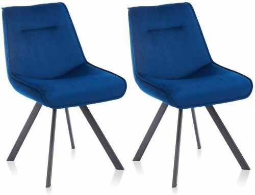 Artos Hilda Modern Velvet Upholstered Dining Chairs, Blue, Set of 2   - Lot 38