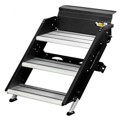 Lippert SolidStep Premium 26"W x 8.5"D x 8"R Steel With Aluminum Treads Black 3 Entry Steps - Lot 51