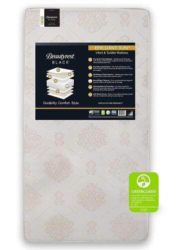 Beautyrest Beginnings Black Brilliant Sun 2-Stage Premium Crib and Toddler Mattress with Plant-Based Soy Foam and Gel Memory Foam - Lot 142