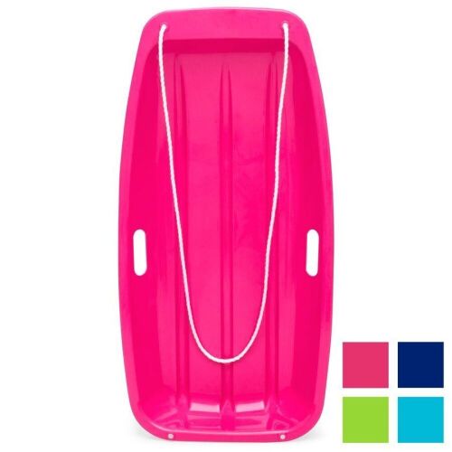 Kids Outdoor Plastic Toboggan Snow Sled Board w/ Pull Rope, Handles - 35in - Lot 186