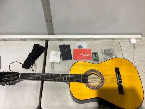 Beginner Acoustic Guitar Set w/ Strap, Digital Tuner, Strings - 38in - Lot 193