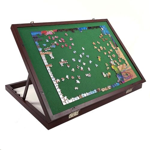 Mary Maxim Adjustable Wooden Jigsaw Puzzle Table, Felt Mat 32” x 22”, Puzzle Holder & Organizer up to 1500 Pieces - Lot 198