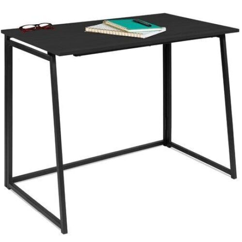 Folding Drop Leaf Office Desk w/ Wood Table Top, Back Shelf - 42in - Lot 251