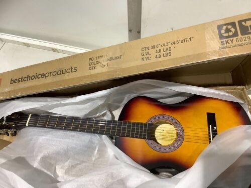 Beginner Acoustic Guitar Set w/ Case, Strap, Digital Tuner, Strings - 38in - Lot 263