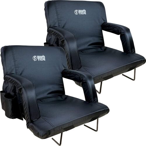 Lot of (2) BRAWNTIDE Stadium Seat with Back Support, 2 Steel Bleacher Hooks, Pockets, Reclining Back - Lot 300