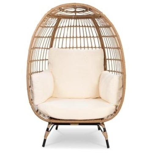 Wicker Egg Chair Oversized Indoor Outdoor Patio Lounger  - Lot 303