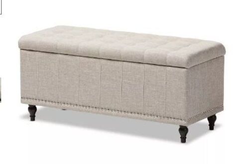 Baxton Studio Kaylee Modern Classic Fabric Upholstered Button Tufting Storage Ottoman Bench - Lot 328