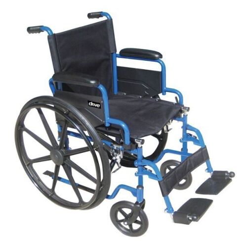 Drive Medical Blue Streak Wheelchair with Flip Back Desk Arms, Elevating Leg Rests - Lot 430