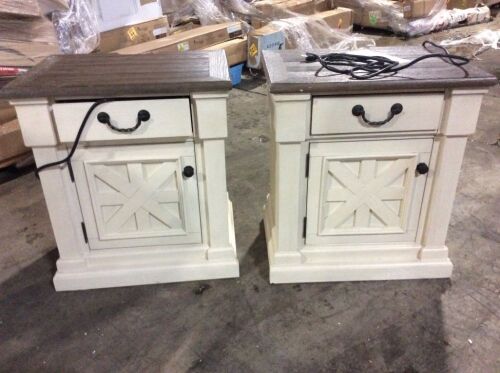 Lot of (2) Ashley Furniture Bolanburg One Drawer Nightstands - Top Needs Glued on One - Lot 513