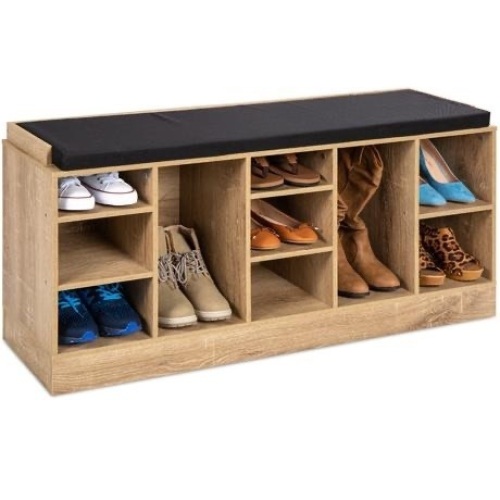 Shoe Storage Rack Bench w/ Padded Seat, 10 Cubbies - 46in  - Lot 564