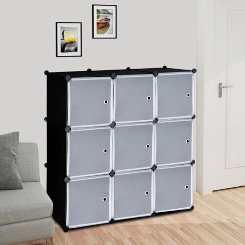 9-Cube Black Interlocking Modular Storage Organizer - Lot 590