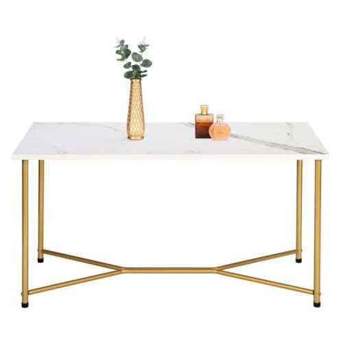 42" Coffee Table Gold Metal Frame with Faux Marble Top  - Lot 594